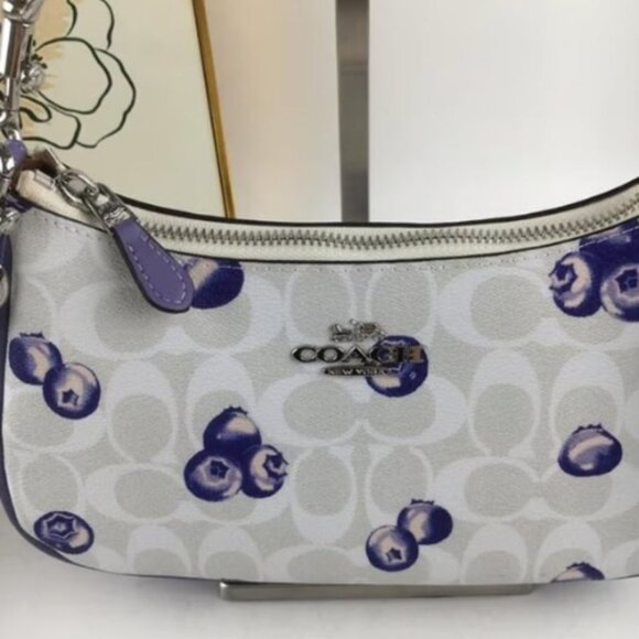 NWT Coach Teri Bag Canvas With Blueberry Print - Picture 7 of 8